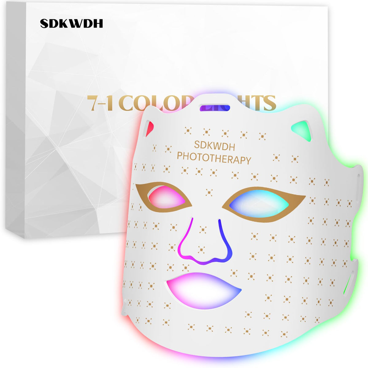 SDKWDH Red Light Therapy Mask for Face Led Face Mask Light Therapy At Home 7 Colors LED Face Mask Light Therapy White