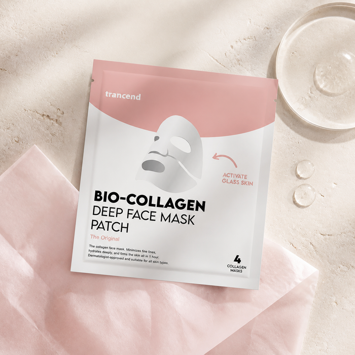 Trancend™ Original Real Deep Collagen Face Mask for Korean Skin Care Hydrating Face Masks Skincare Bio-Collagen Hydrogel Sheet Mask Overnight Pore Minimizing & Elasticity Improvement 39G (4 Count)