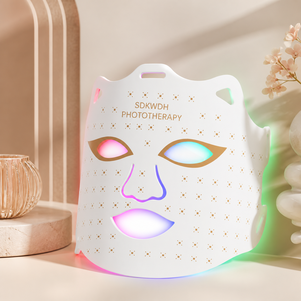 SDKWDH Red Light Therapy Mask for Face Led Face Mask Light Therapy At Home 7 Colors LED Face Mask Light Therapy White